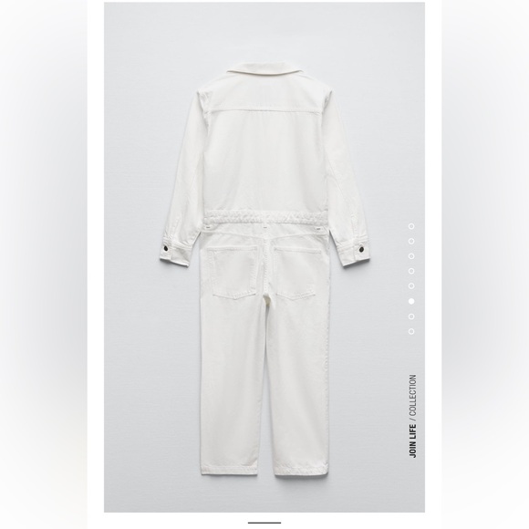 Zara long white denim jumpsuit sz s - Picture 7 of 7